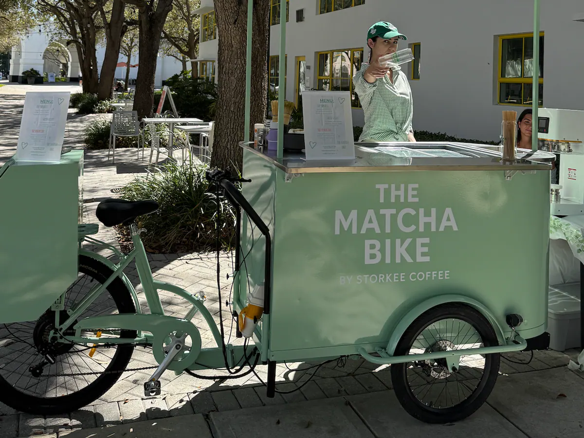 The Matcha Bike serving on the University of Miami campus